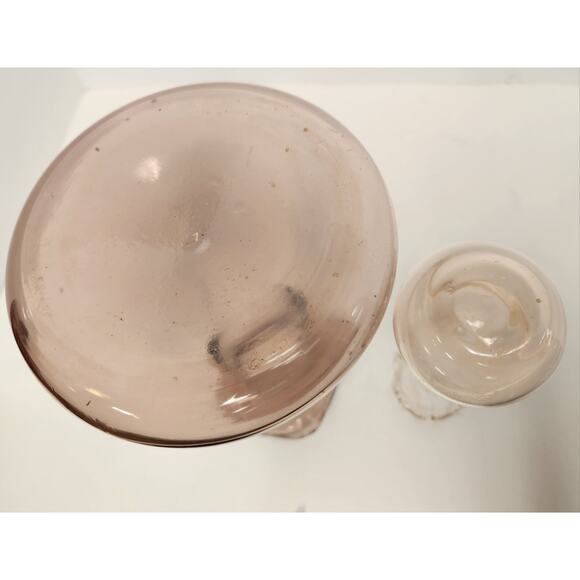 Vintage Pink Art Glass Vases Lot – Ruffled Hand Blown & Etched Flared Pair - Picture 5 of 8